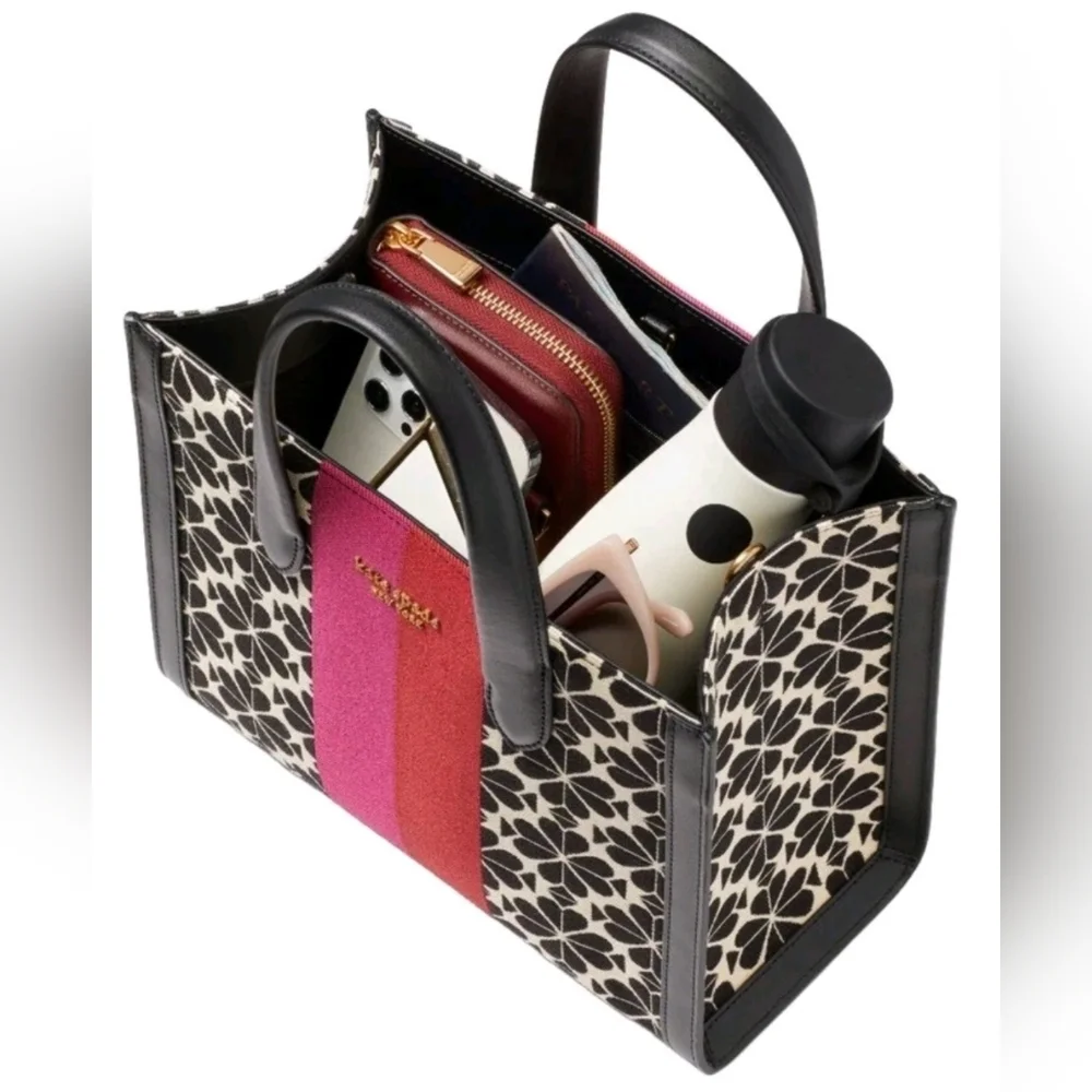 Kate Spade Flower Jacquard Manhattan Stripe Small Tote